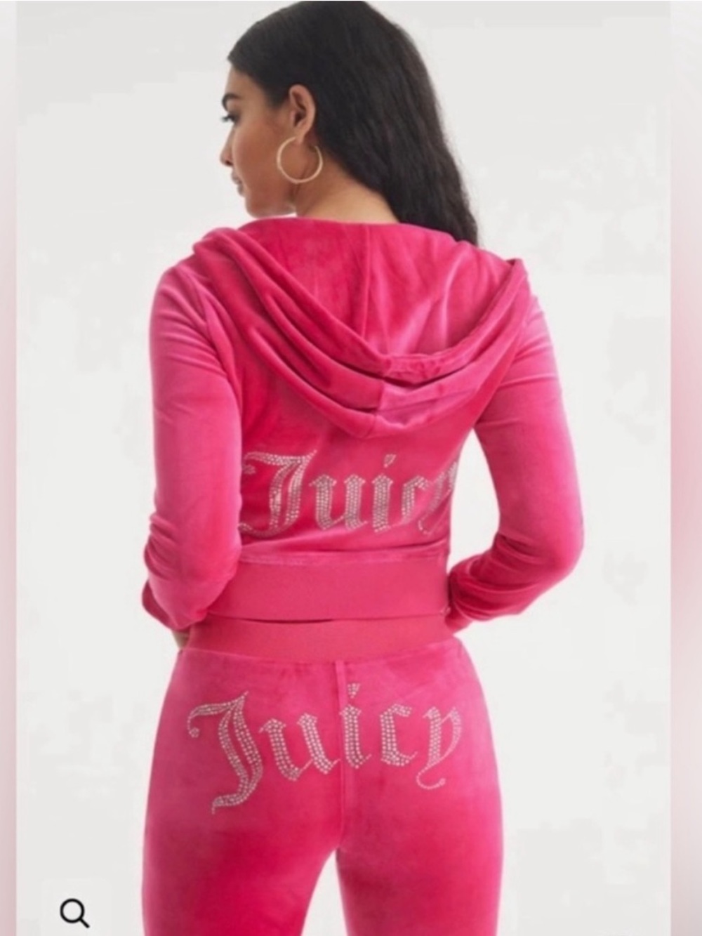New JUICY COUTURE Hot Pink Bling Velour Hoodie & Pants Y2K Tracksuit